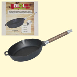 Gussbratpfanne Ø 26 cm, mit zwei Abgüssen und abnehmbarem Griff, h - 55 mm