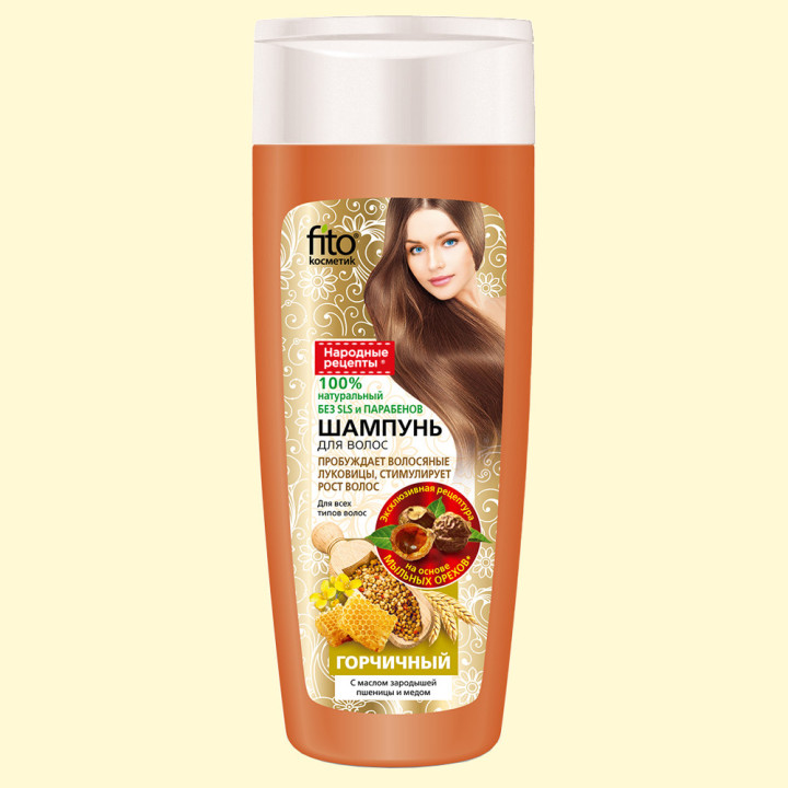 Shampoo für alle Haartypen Senf mit Weizenkeimöl und Honig 270 ml