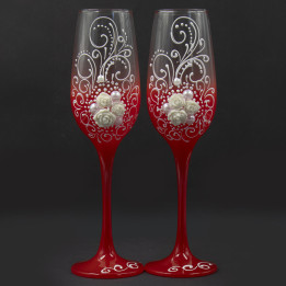 Geschenkset 2 Hochzeitsgläser, rot, 23,5 cm