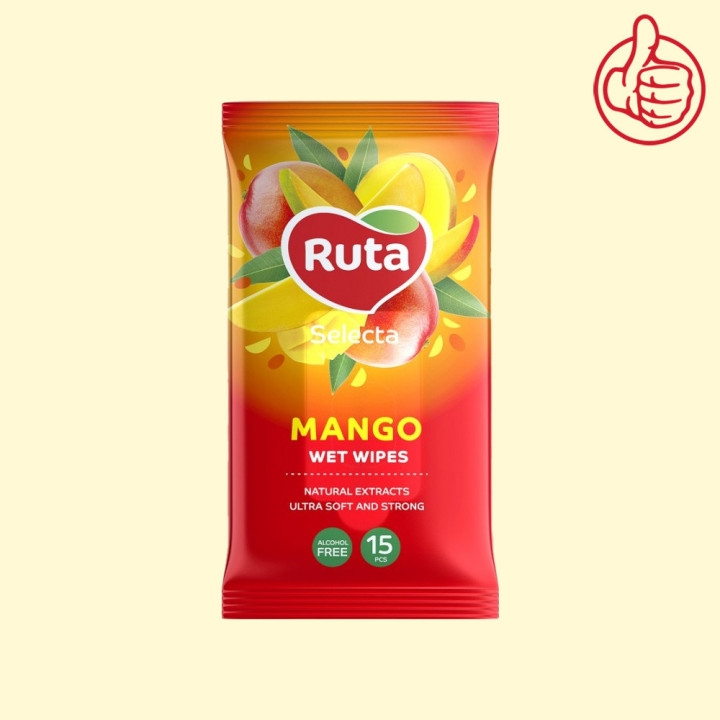 Feuchttücher Ruta Selecta Mango 15 Stück, mit exotischer Mango