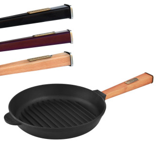 Brizoll Grillpfanne Ø 24 cm H-4 cm, Schwarzer Griff
