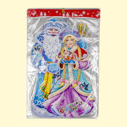Decoration set of paper 12 pcs Santa Claus and snow girl 50 x 33 cm