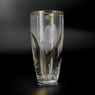 Vase CRYSTALEX Bohemia Tulip with Gold, 250 mm