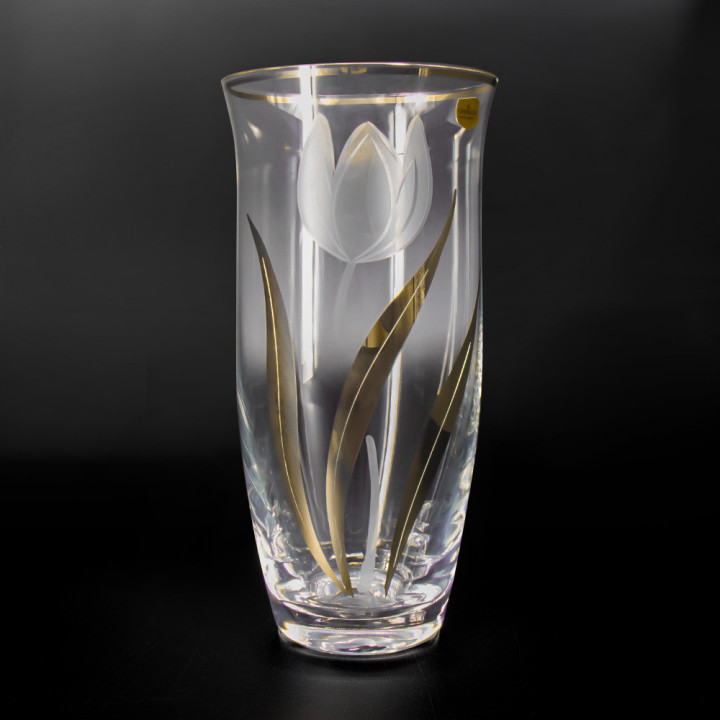 Vase CRYSTALEX Bohemia Tulip with Gold, 255 mm