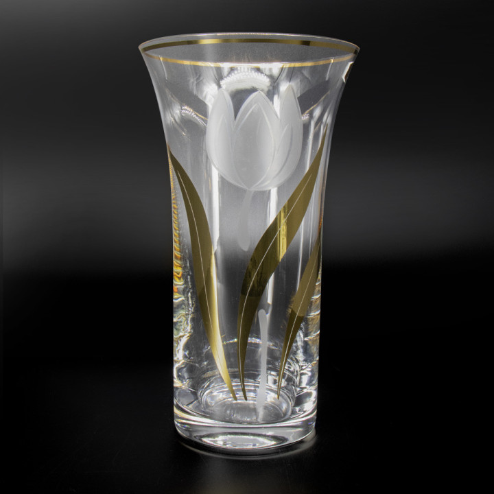 Vase CRYSTALEX Bohemia Tulpe mit Gold, 255 mm