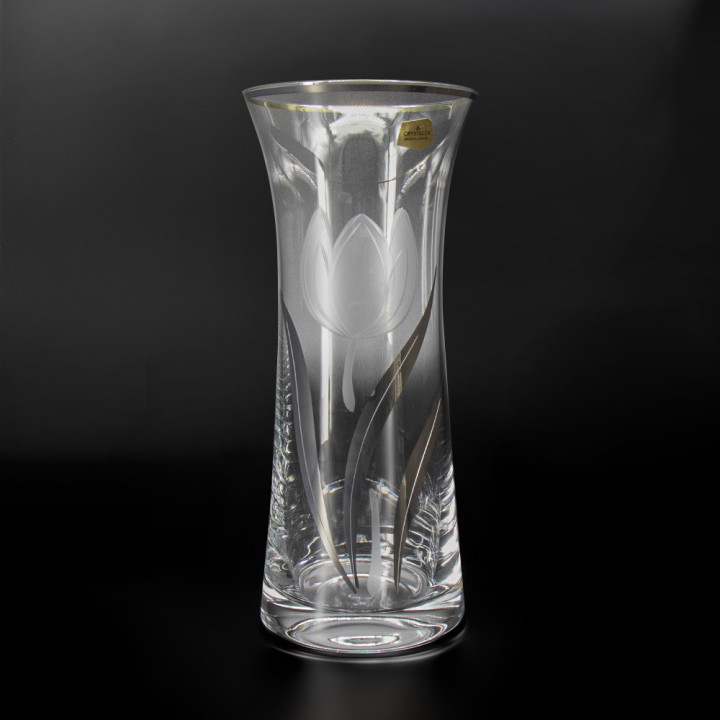 Vase CRYSTALEX Bohemia Tulip with Silver, 250 mm