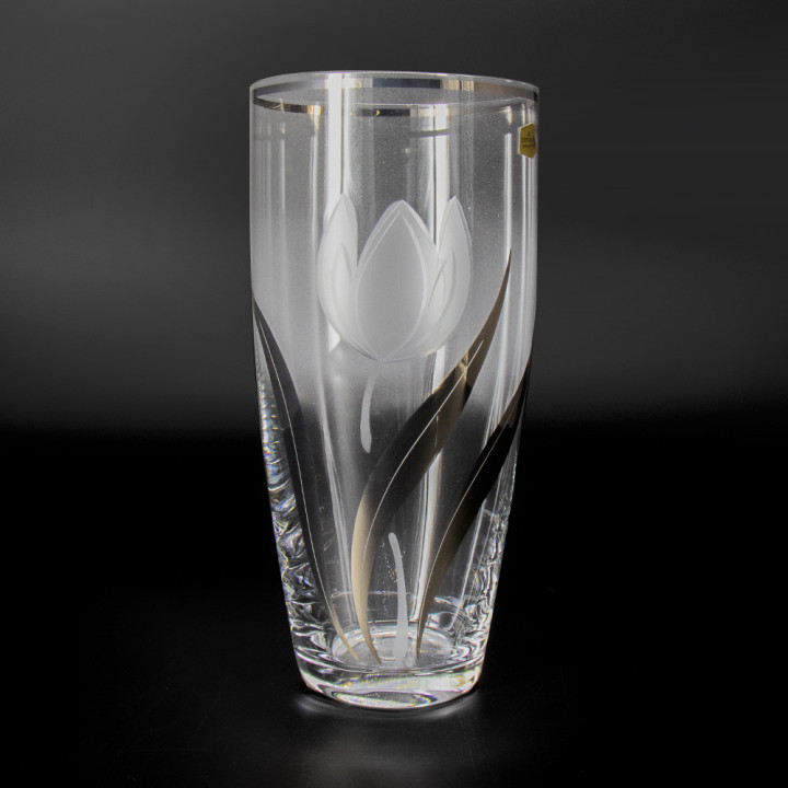 Vase CRYSTALEX Bohemia Tulip with Silver, 250 mm