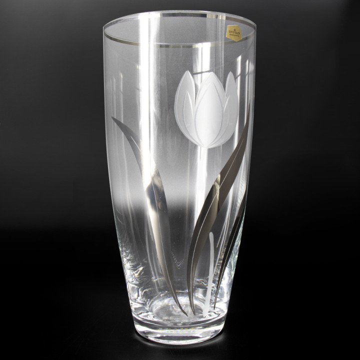 Vase CRYSTALEX Bohemia Tulpe mit Silber, 300 mm