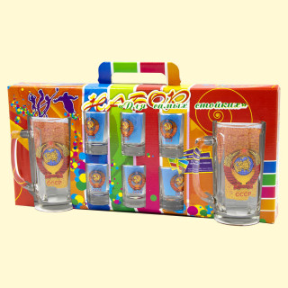Geschenk-Set Герб Россия 1 Karaffe + 6 Gläser, 500 ml + 6 х 50 ml