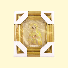 Ikone "Семистрельная" im Rahmen, goldener Prägedruck,  18 х 16 сm