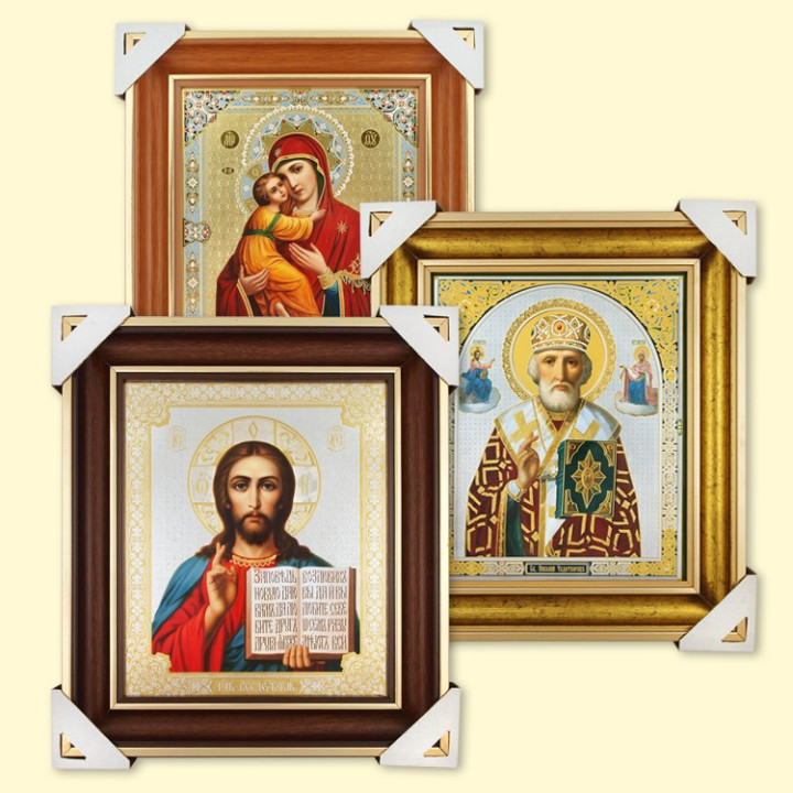 Икона в раме, различные изображения, 22 х 18 см
