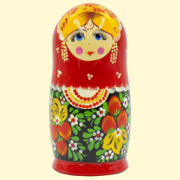 Matrjoschka "Chochloma-Erdbeere" (M5), ca. 18 cm, schwarz