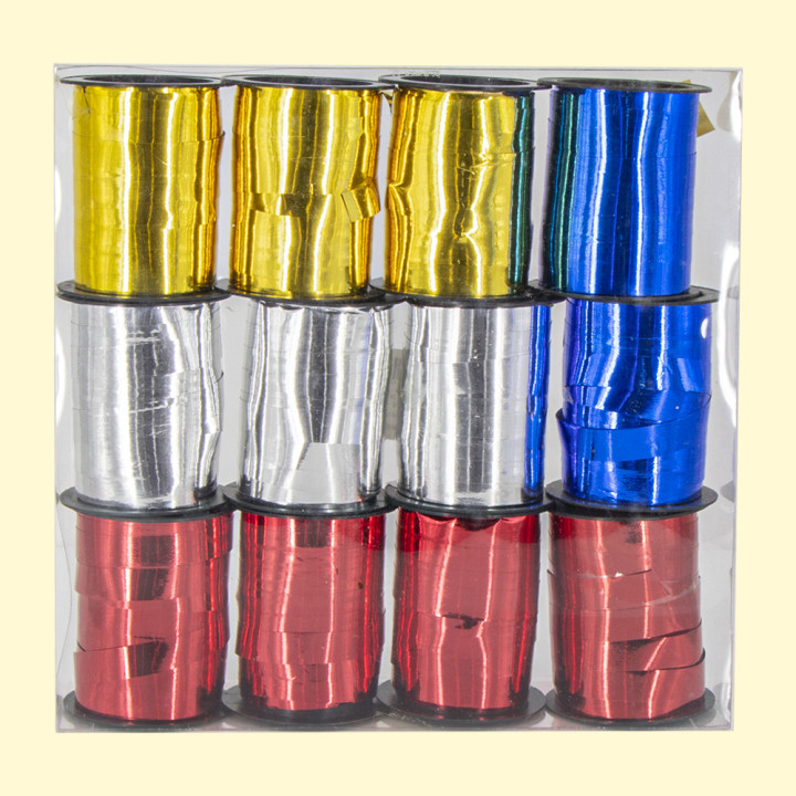 Ribbons Set for decoration and gifts 12 pcs x 1 cm x 10 m, different colors