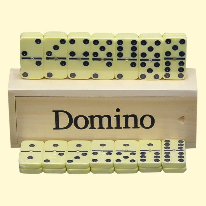 Домино, 28 костяшек 4,8 x 2,3 см, деревянный бокс - 19 х 7 х 4 см