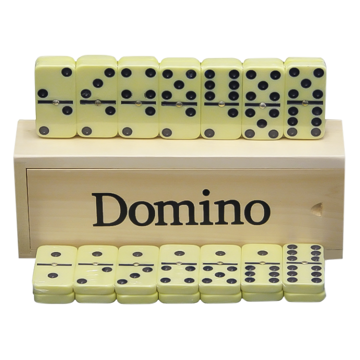 Домино, 28 костяшек 4,8 x 2,3 см, деревянный бокс - 19 х 7 х 4 см