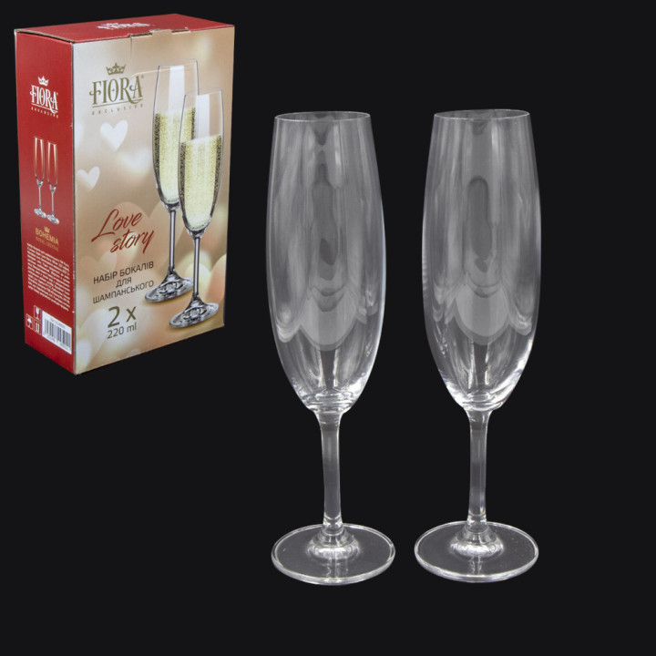 Set of champagne glasses FIORA Live Story 2 pcs x 220 ml