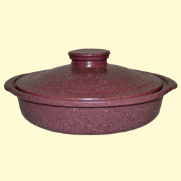 Keramikpfanne mit Griffen Deckel, roter Ton, Granit, ∅ 28 cm