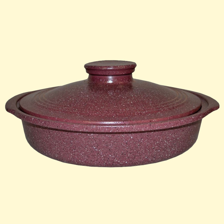 Keramikpfanne mit Griffen Deckel, roter Ton, Granit, ∅ 28 cm
