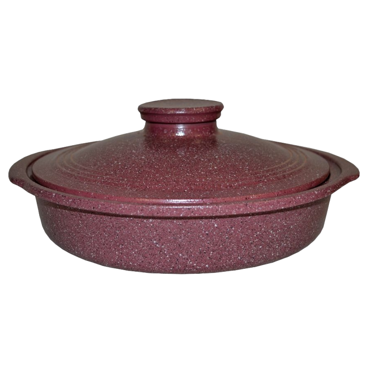 Keramikpfanne mit Griffen Deckel, roter Ton, Granit, ∅ 28 cm