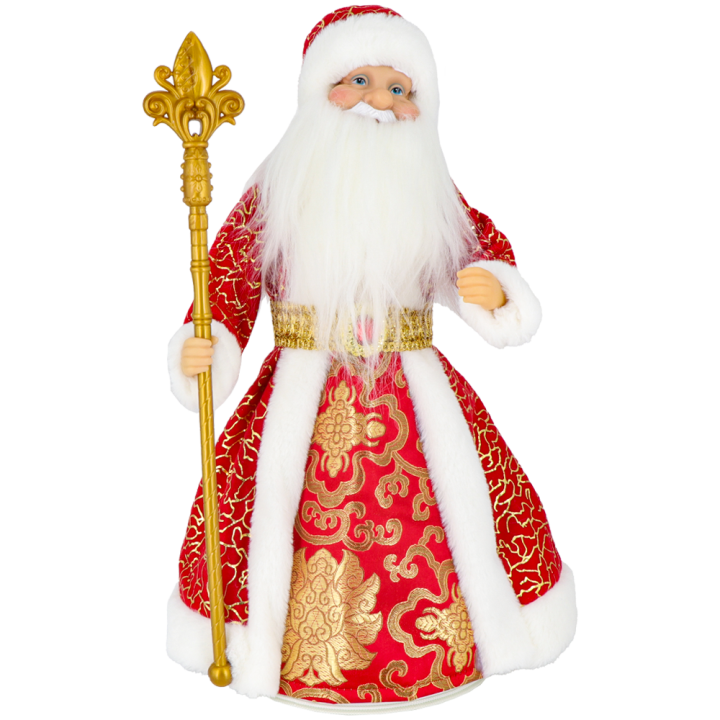 Dekofigur Weihnachtsmann in Rot-Gold mit Bonbonbehälter, 40 cm