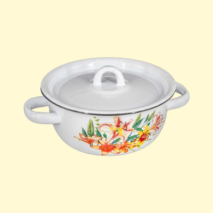 Kochtopf Lilien emailliert, 1,5 L, Ø 23,5 cm