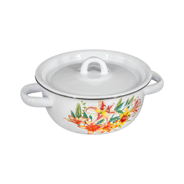 Kochtopf Lilien emailliert, 1,5 L, Ø 23,5 cm