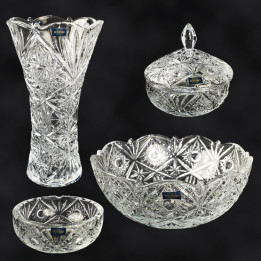 Geschenkset 4-teilig MIRANDA - Vase 30 cm, Schale 22 cm, Aschenbecher 14,5 cm und Bonbonschale 15 cm