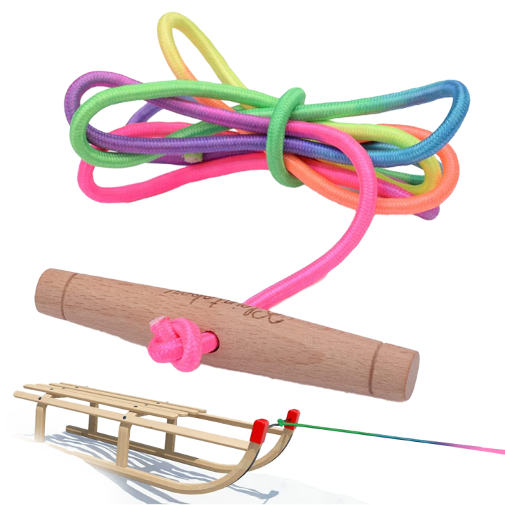 Kleintobel Schlittenleine mit Griff extra lang 180 cm Regenbogen Farbe