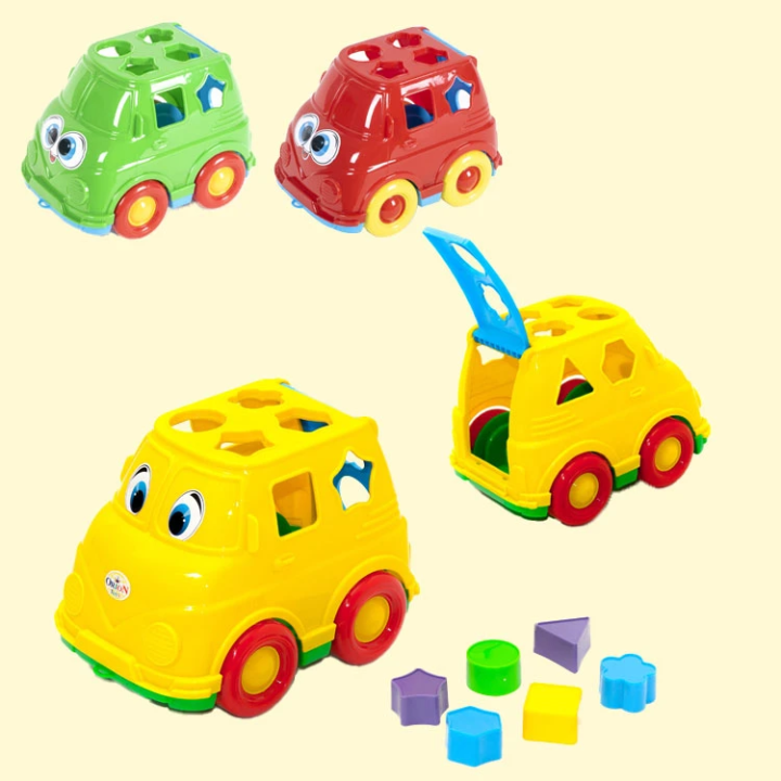 Toy steam train Microbus toy-sorter, different colors, 23 x 15.5 x 16 cm