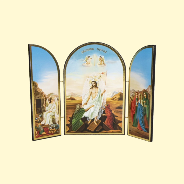 Icon-Cloth of the Resurrection of Christ triple, 18x24 cm, double embossing