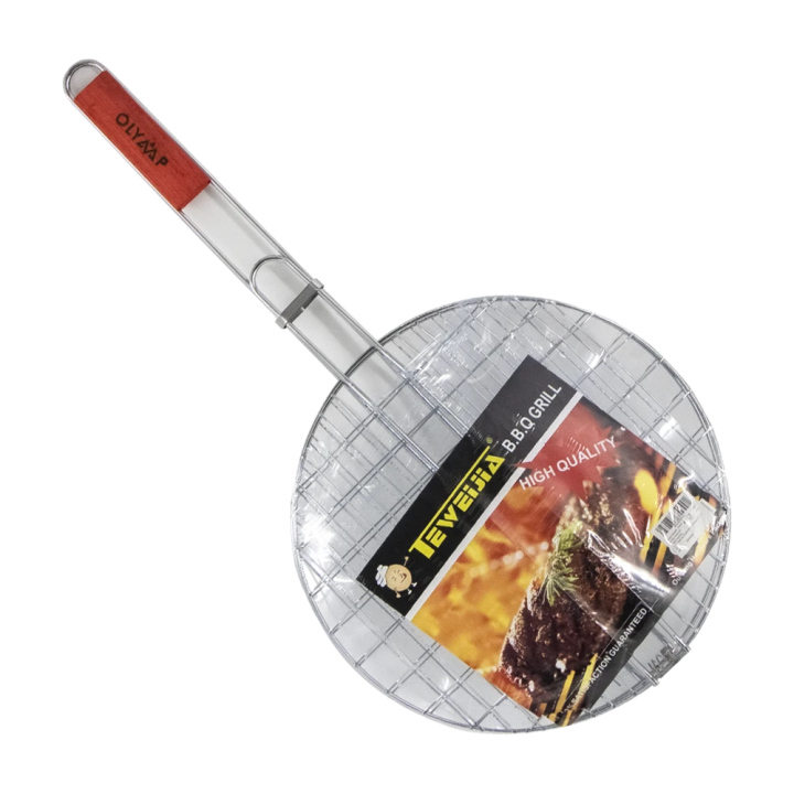 Grill-Gitter aus Edelstahl mit Holzgriff, 32 x 60 cm