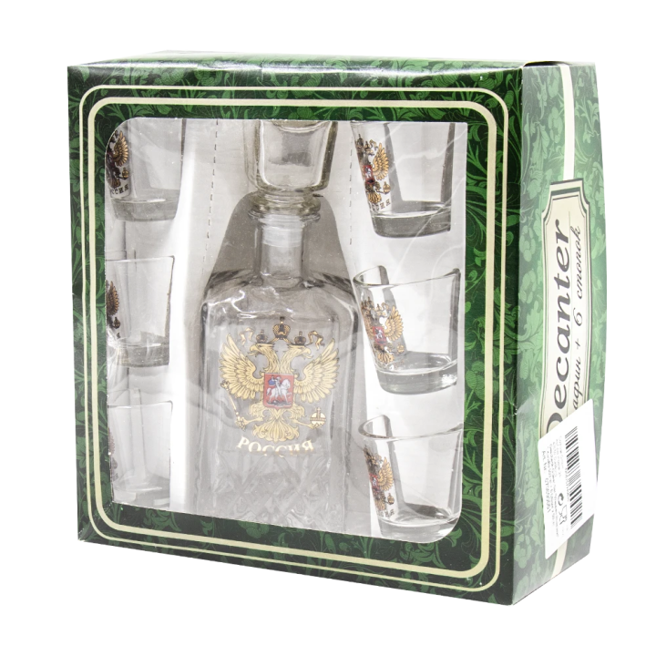 Geschenk-Set "Герб Россия" 1 Karaffe + 6 Gläser, 500 ml + 6 х 50 ml