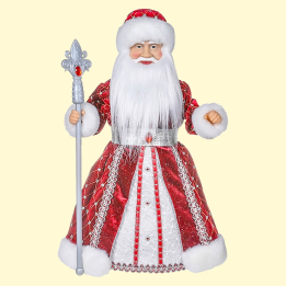 Weihnachtsmannfigur in rot-weiß mit Silber, mit einem Fach für Süßigkeiten und Geschenke, 40 cm