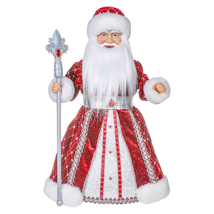 Weihnachtsmannfigur in rot-weiß mit Silber, mit einem Fach für Süßigkeiten und Geschenke, 40 cm
