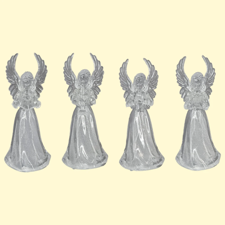 Set of Statuettes luminous 12 Angels in 4 versions, change colors, made of acrylic, 10 cm