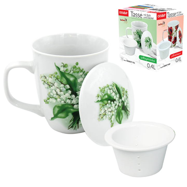 Tasse mit Deckel und Sieb Maiglöckchen 0,4 L *