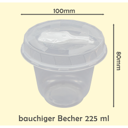 Einweg Feinkostbecher Set Becher mit Deckel Ø95mm und Löffel, 225ml, 50St Nicht für Internetverkauf