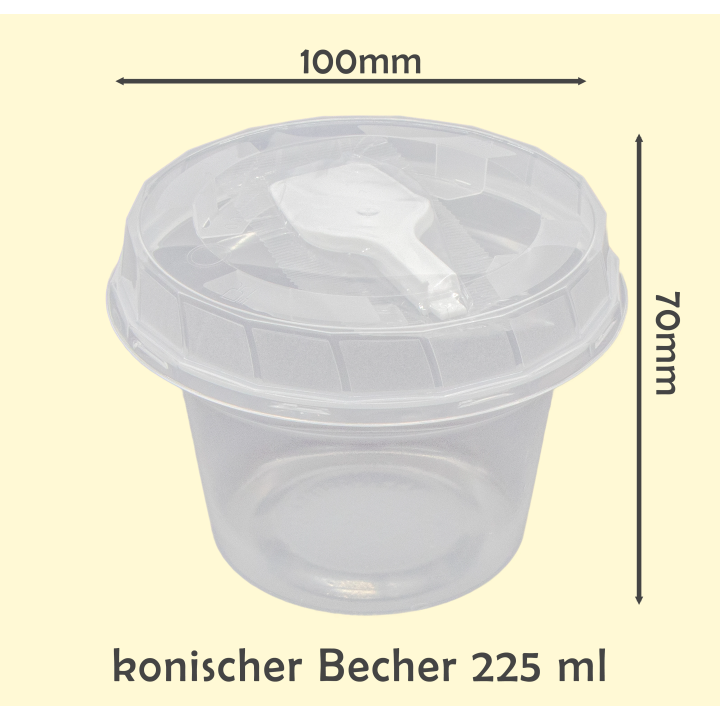 Einweg Feinkostbecher Set Becher mit Deckel Ø95mm und Löffel, 225ml, 50St Nicht für Internetverkauf