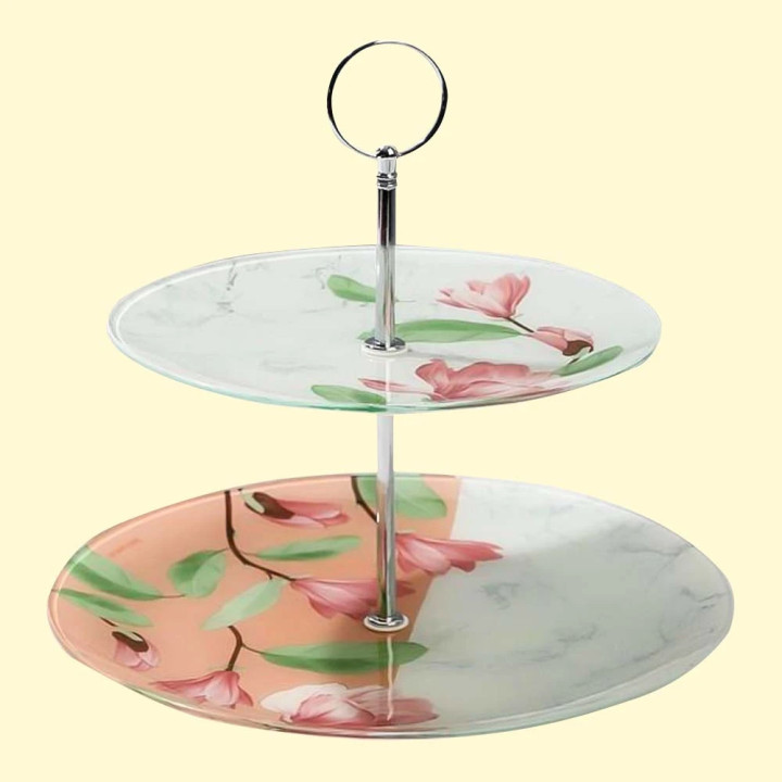 Two-tiered serving dish - Flowers, 25 cm