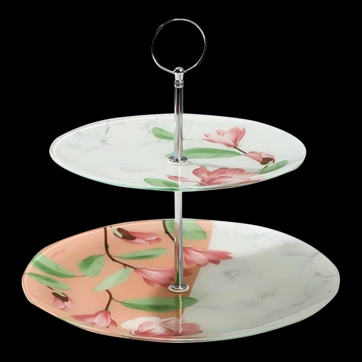 Two-tiered serving dish - Flowers, 25 cm