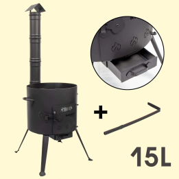 Cauldron with collapsible chimney for 15 l cauldron, Ø 452 mm, h: 124 cm