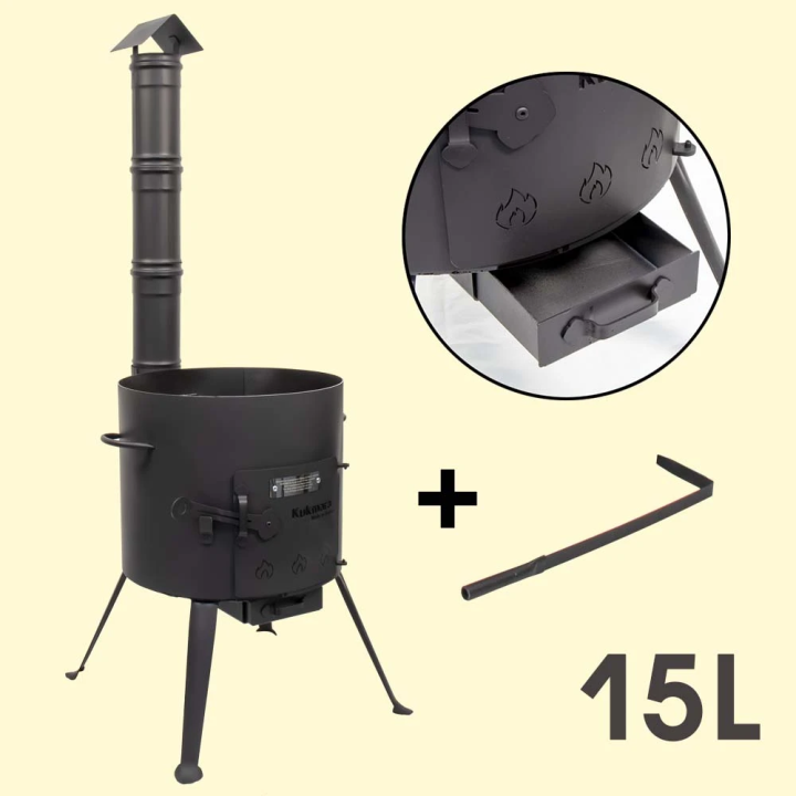 Cauldron with collapsible chimney for 15 l cauldron, Ø 452 mm, h: 124 cm