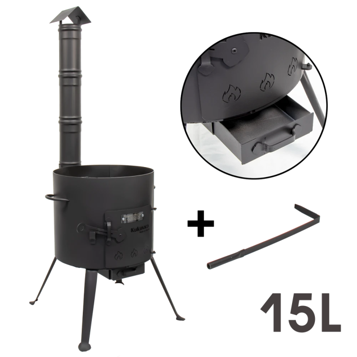 Cauldron with collapsible chimney for 15 l cauldron, Ø 452 mm, h: 124 cm