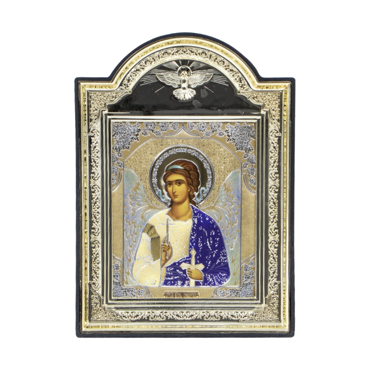 Desk Icon Guardian Angel, plastic frame with dove, 10x12 cm