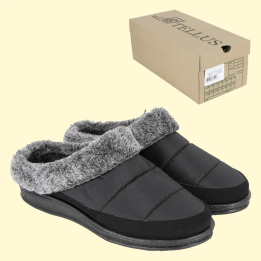 Black slippers, textile, model: 56-85, sizes: 41, 43, 45