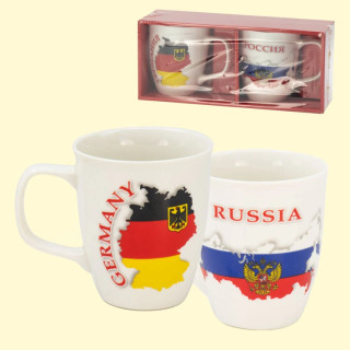 Набор кружек Германия и Россия (2 шт.) 400 мл, в подарочной упаковке