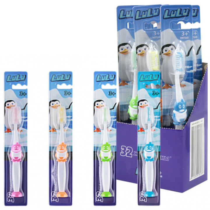Children's toothbrush MODUM 32 beads Little Penguin LuLu 1pc 15.5 cm