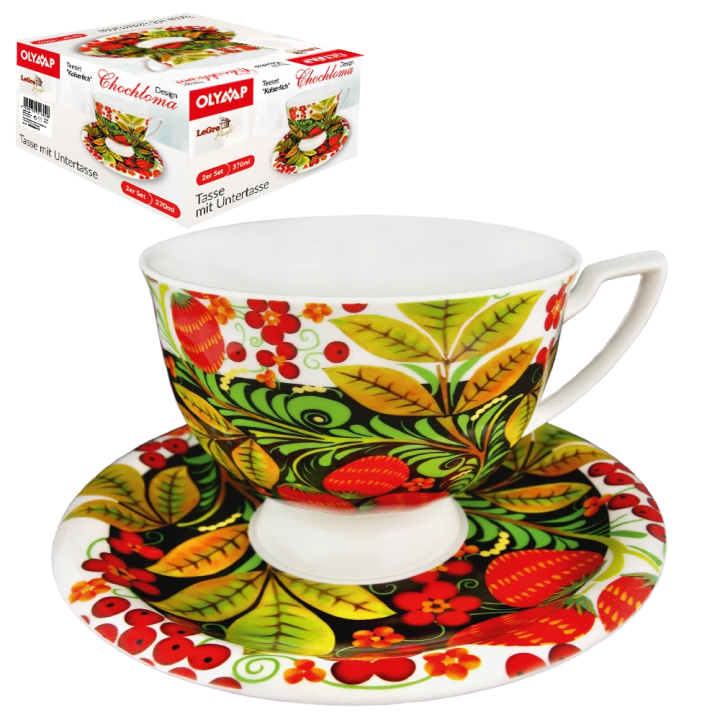 Teeset - Kaiserlich, Design Chochloma, 1 Tasse 370 ml + 1 Untertasse