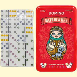 Domino-Spiel Im Metallbox Matröschka 19,5 x 12 x 3,5 cm