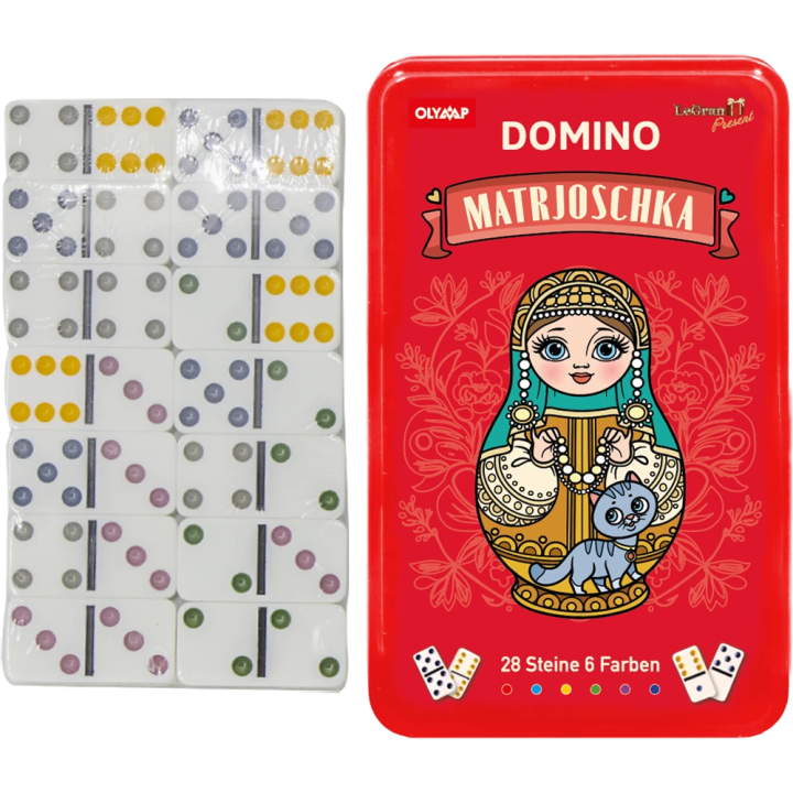 Domino game In metal box 19.5 x 12 x 3.5 cm